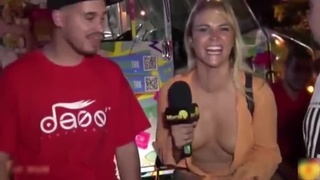 記者小姐你好像露點了！爆乳女記者採訪穿太露　一個轉身「我好像看到什麼了」