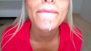 Macy swallows a load during her Amateur Allure audition.